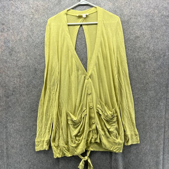 Pilcro And The Letterpress Cardigan Sweater Womens Medium Green Open Back Tie - Picture 1 of 11